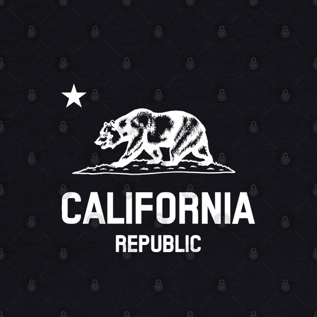 California Republic 'bear flag revolt' - white print by retropetrol